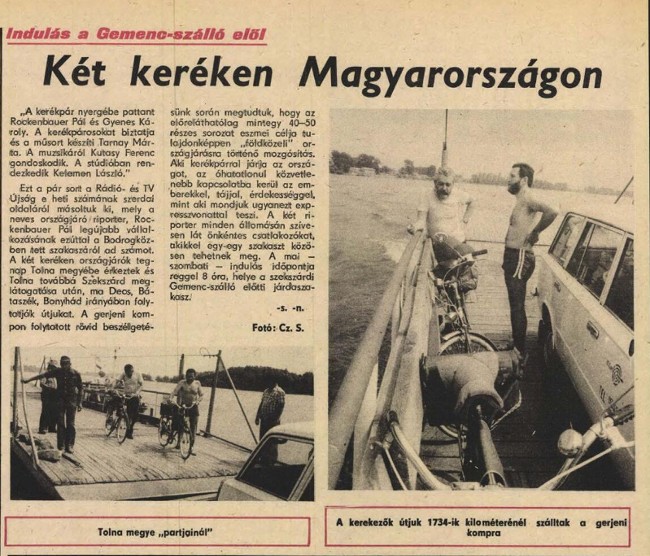 Két keréken Magyarországon - cikk a Tolna Megyei Népújságban, 1983-ban