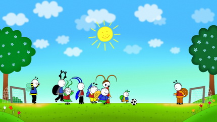 Kép a Bogyó és Babóca 3. – Játszótársak című rajzfilmsorozatból - Focimeccs